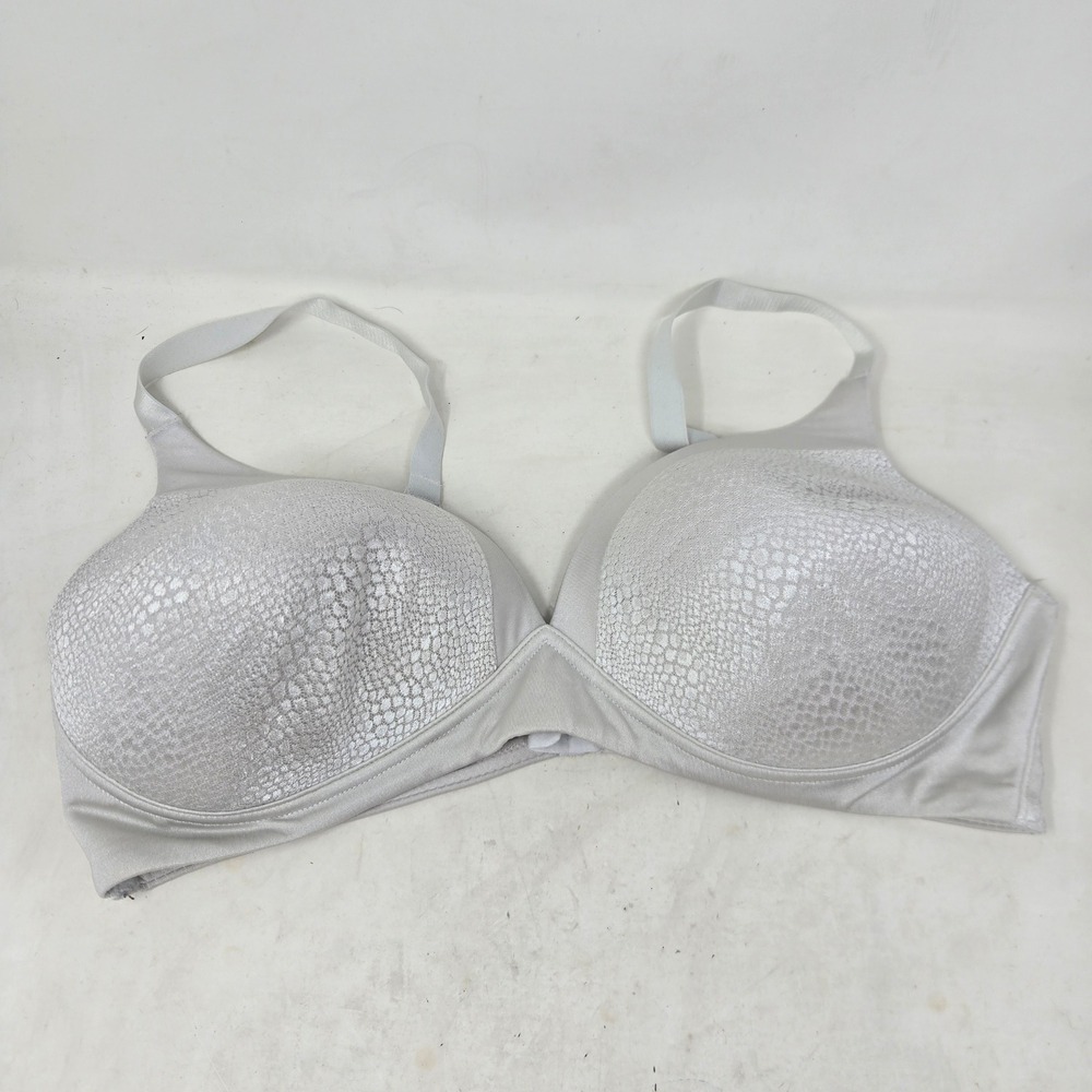 Warners Cloud 9 Wireless Bra 40D Silver Gray Honeycomb Texture W4013